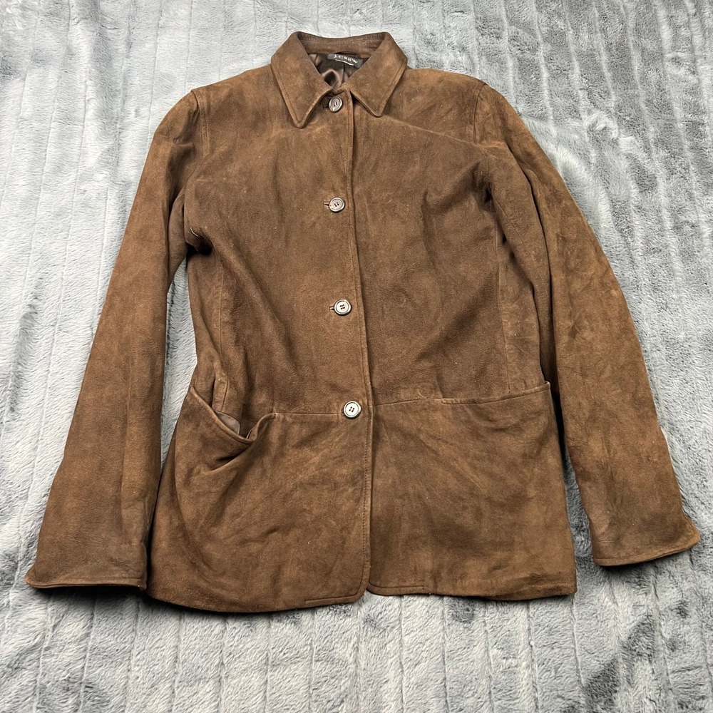 J.Crew Womens Brown Suede Leather Button Front Jacket Coat Chocolate 12260